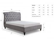 Vino bedstead in light grey fabric